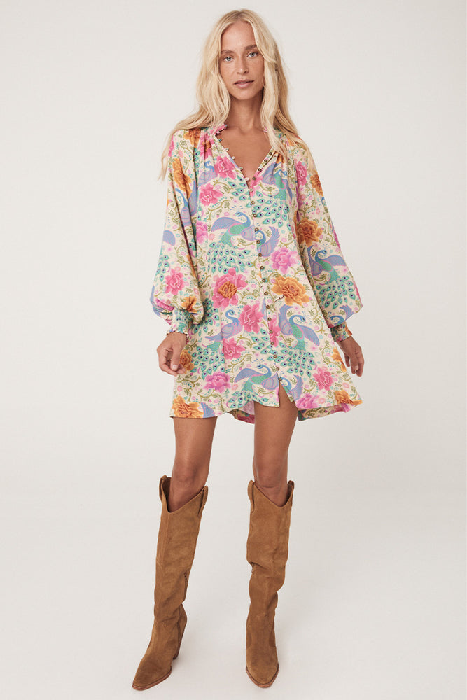 Bohème Button Through Mini Dress