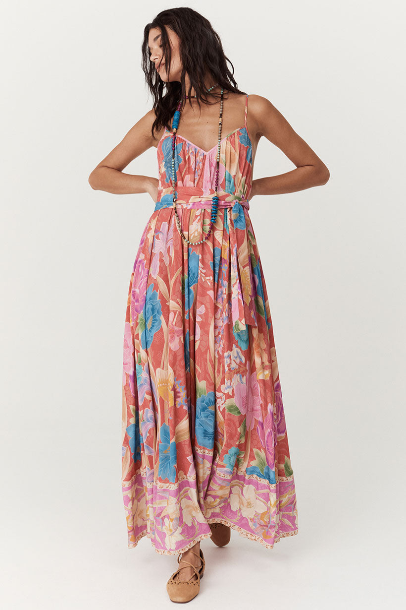 Painter's Garden Strappy Maxi Dress