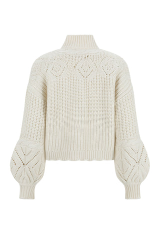 an-off-white-cable-knit-mock-neck-sweater-with-balloon-sleeves-shown-from-the-back-on-a-plain-white-background